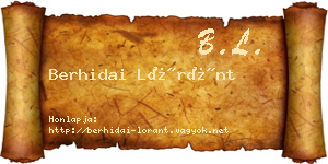 Berhidai Lóránt névjegykártya